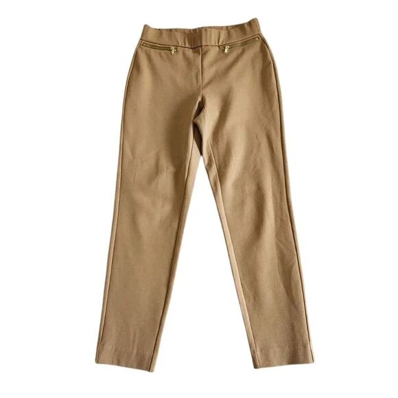 Michael Kors Womens Zip-Pocket Pull-On Trousers Dark Camel Choose Your Size New - Picture 1 of 7